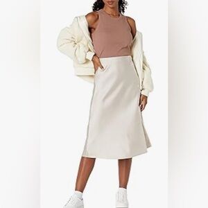 The Drop Maya’s Silky Slip Skirt, Silver Cloud (cream), Size Small